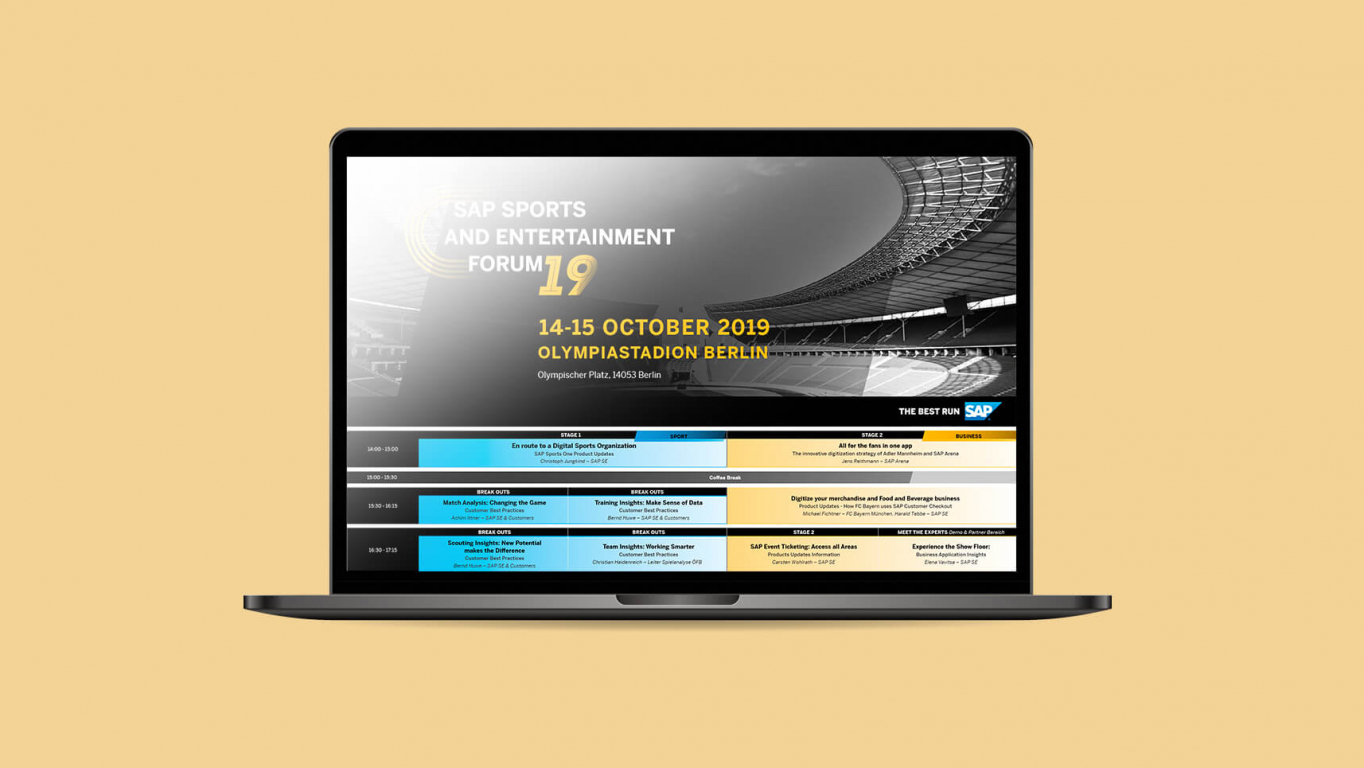 SAP Sports Clinic München, Design Simpelplus Agentur für Event Design, in Zusammenarbeit mit jazzberry projects, Eventdesign, Key Visual