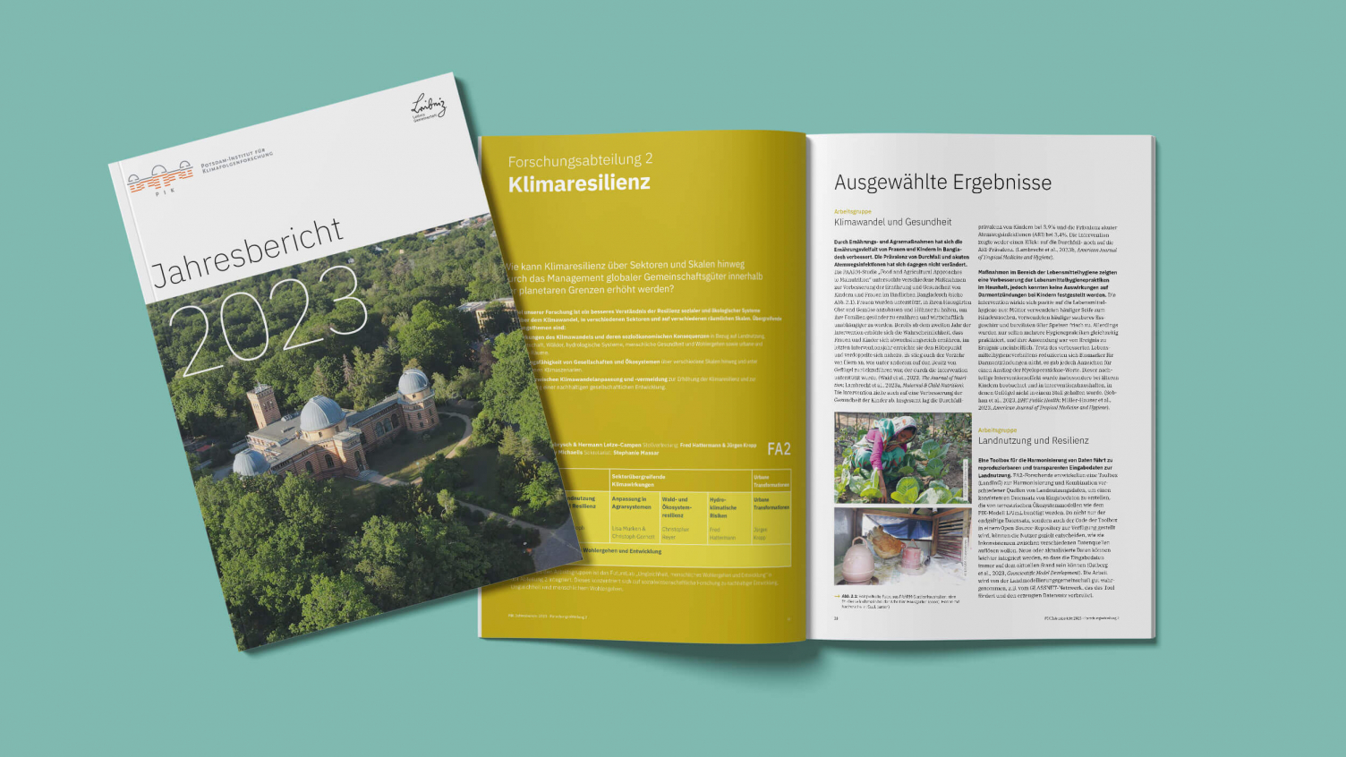 PIK Jahresbericht Editorial Design im Corporate Design des Zentrums, Einhaltung der Designrichtlinien, Typografie und Farben