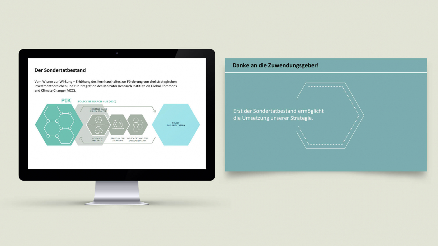 Präsentation für das PIK, PowerPoint Slide, Rahmenvertrag, Allgemeine Design Betreuung