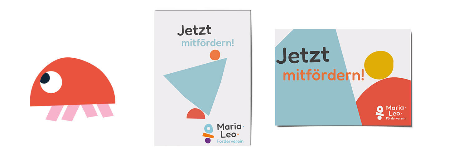 Postkarten Maria-Leo-Grundschule in Pankow, Förderverein, Designkonzept, Design simpelplus+ Montessori, Corporate Design, Illustration