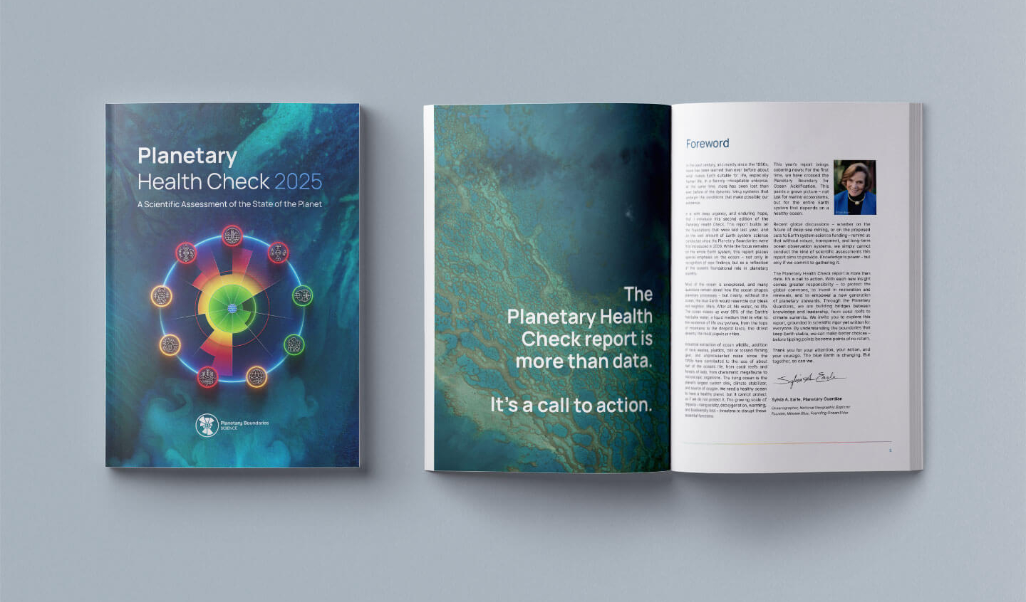 The Planetary Health Check 2025 - Overview Design Inner pages Reportdesign Overview für die Landingpage, Design der Berliner Branding Agentur Simpelplus | Event + Corporate Design | Simpelplus+ Reportdesign, Farbkonzept, Designkonzept, Typografie