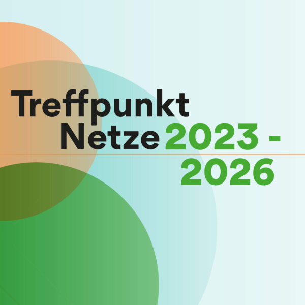 Key Visual des Treffpunkt Netze 2023–2026 mit grafischen Farbflächen und typografischem Schriftzug.
