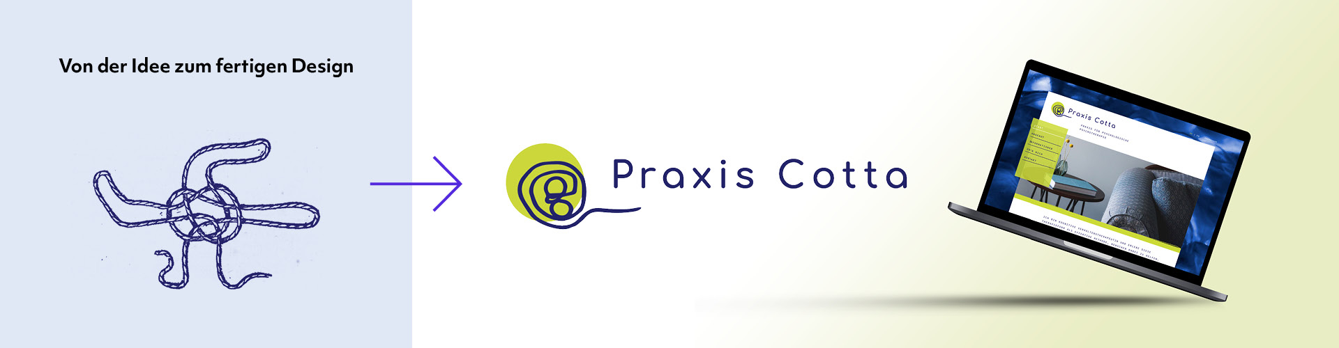 Logoentwicklung für Praxis Cotta von der ersten Skizze zur fertigen Marke und Website