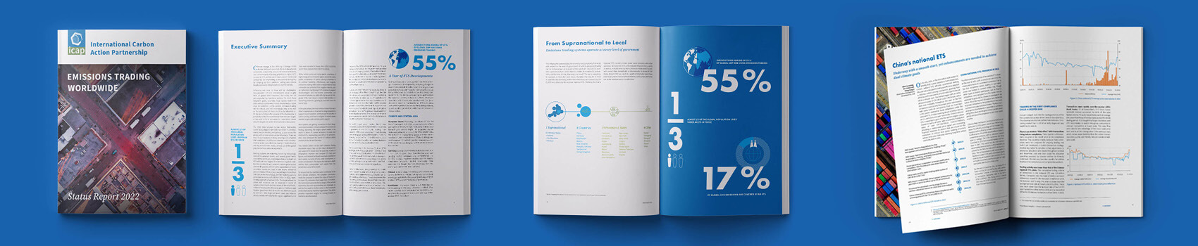 Publikation Emissions Trading Worldwide – Editorial Design und Infografiken für Klimapolitik Bericht